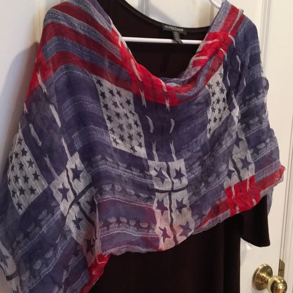 USA gauzy scarf red white blue shawl infinity loop Tik tok scarves